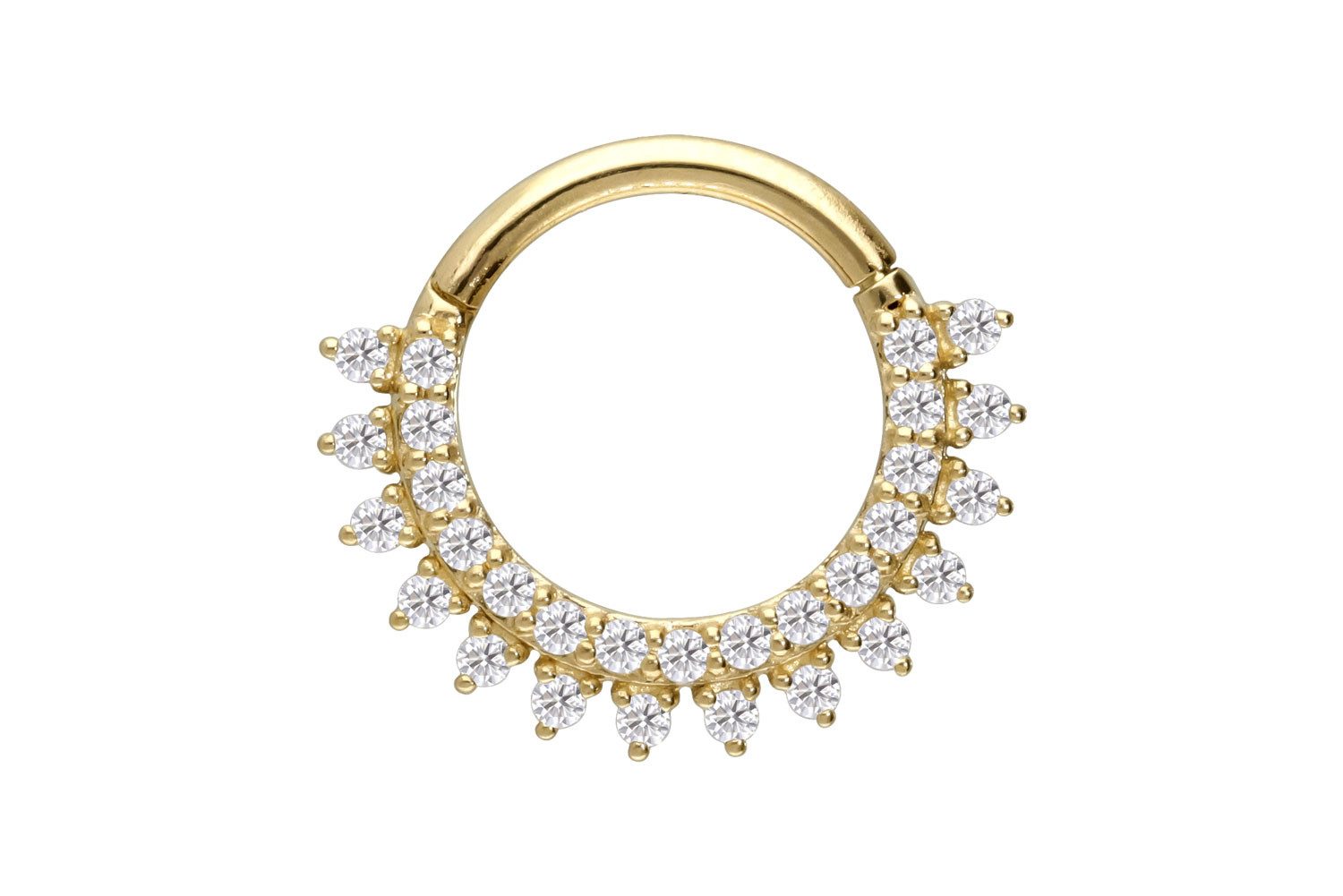 PIERCINGLINE Nasenpiercing 14/18 Karat Gold Segmentring Clicker EINGEFASSTE günstig online kaufen