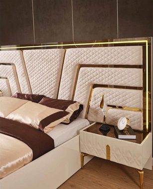 JVmoebel Bett Beleuchtetes Bett Design Doppelbett Luxus Betten Polster Möbel Neu