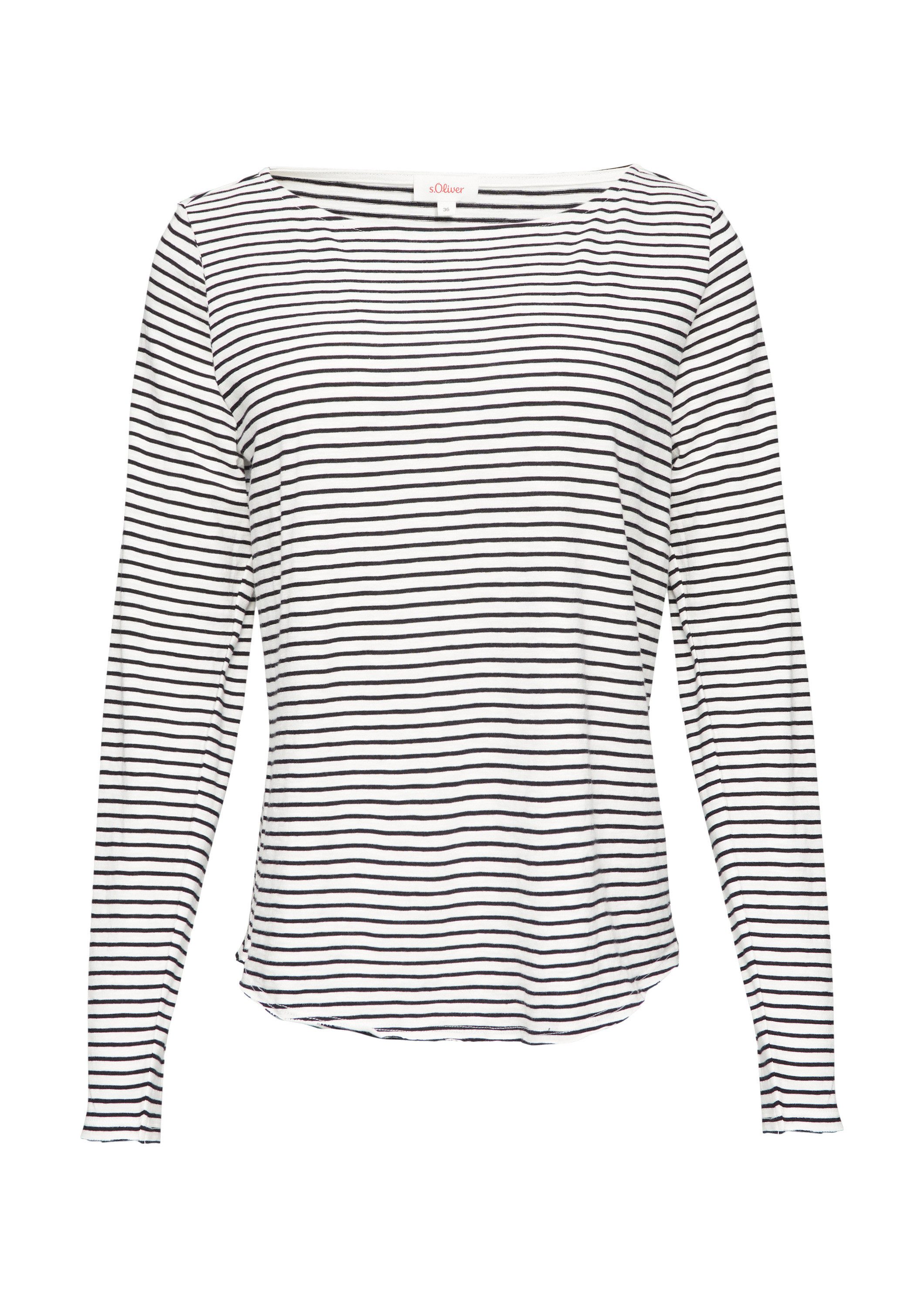 s.Oliver Langarmshirt T-Shirt Longsleeve mit Flammgarnstruktur und U-Boot-A günstig online kaufen
