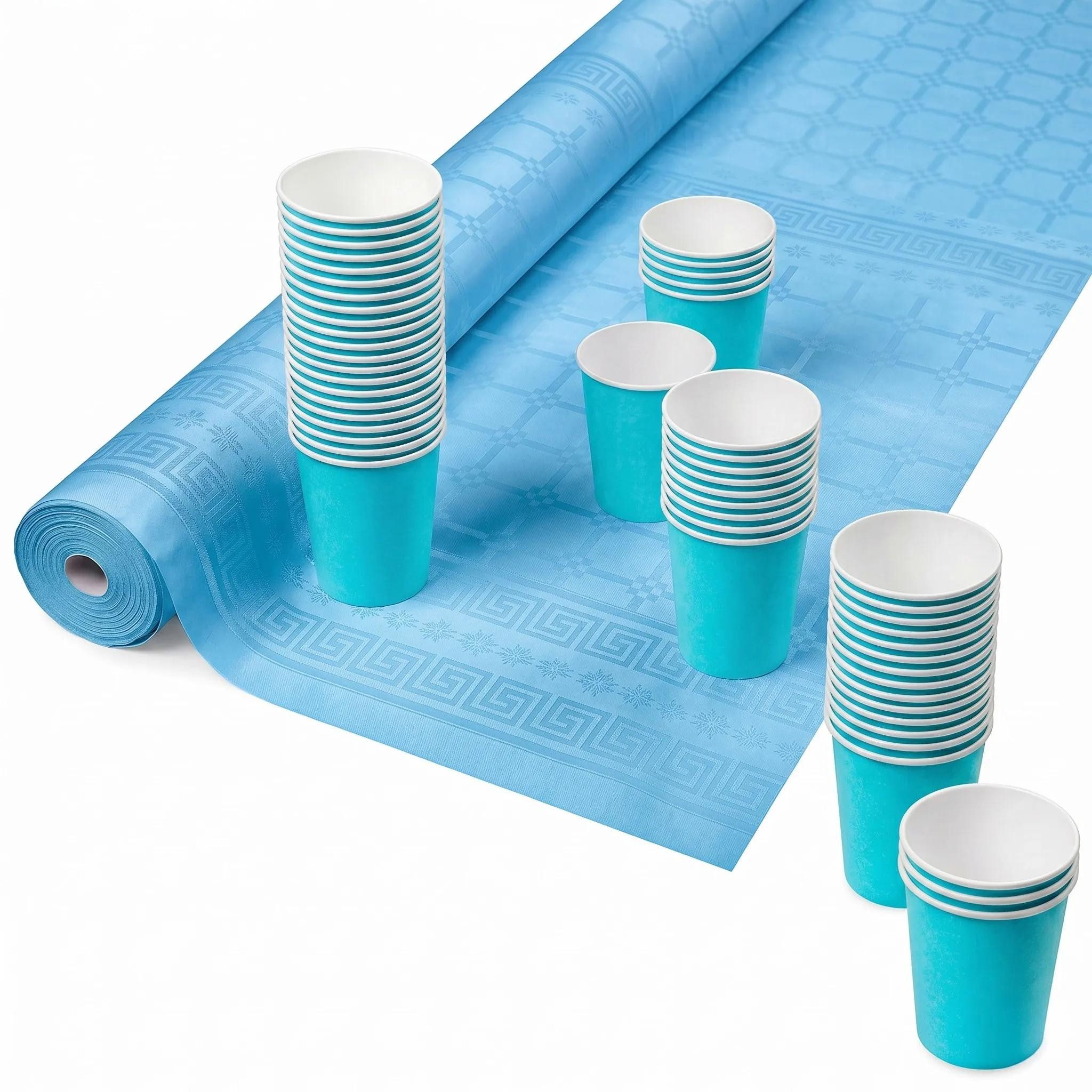 PROnappe Tischband 12x Papiertischdecke Rolle Damastprägung - 6x1,18m - Türkis RD260639I