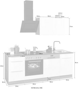 HELD MÖBEL Küchenzeile »Brindisi«, mit E-Geräten, Breite 220 cm