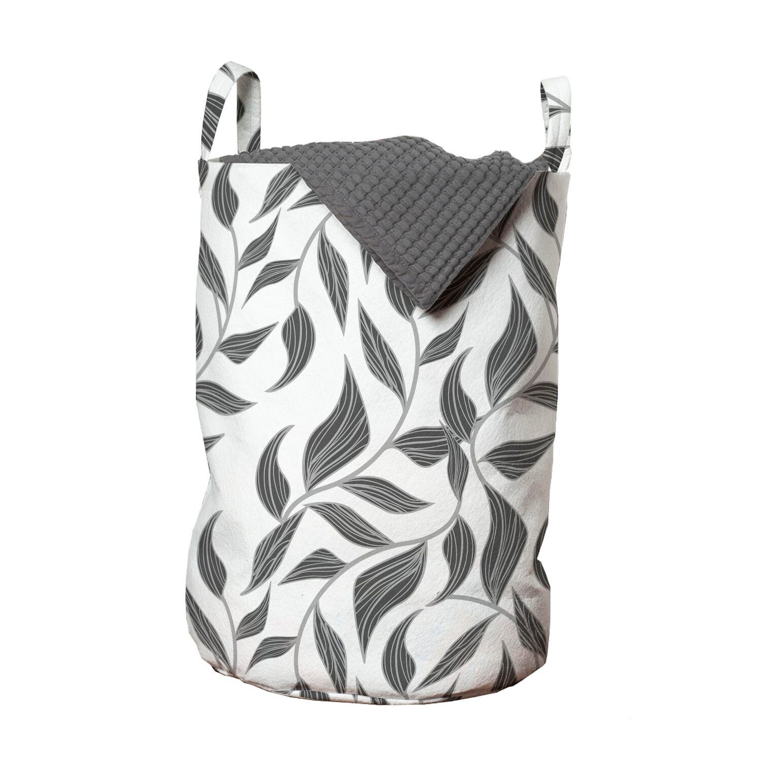 Abakuhaus Wäschesäckchen Wäschekorb mit Griffen Kordelzugverschluss für Waschsalons, Abstrakt Blätter auf Reben Natur