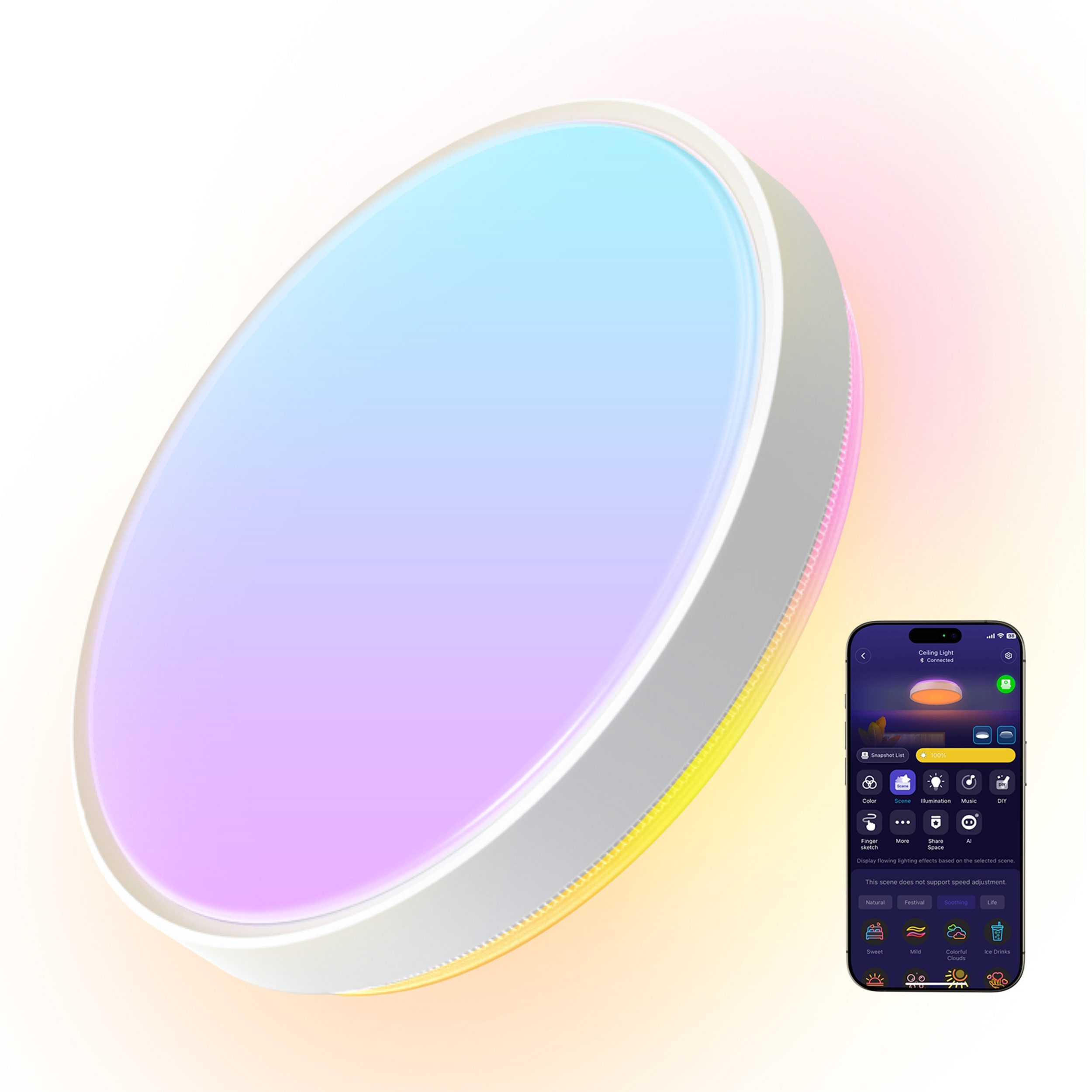 Govee Govee 15-Zoll RGBICWW + RGBICWW runde smarte Deckenleuchte Smarte Lampe – Bild 2 von 5