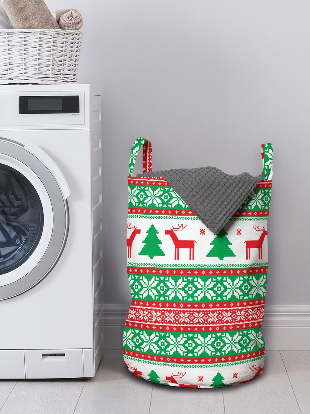 Abakuhaus Waschsalons, für Weihnachten Griffen Deer Kordelzugverschluss Ferienzeit Wäschesäckchen Wäschekorb mit