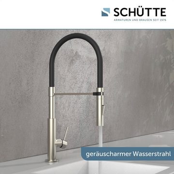 Schütte Spültischarmatur Design ausziehbar, 360° schwenkbar, Edelstahloptik/Schwarz, Hochdruck