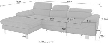 COTTA Polstergarnitur Driver, (Set, 2-tlg), bestehend aus Ecksofa und Hocker, mit Kopfteilverstellung