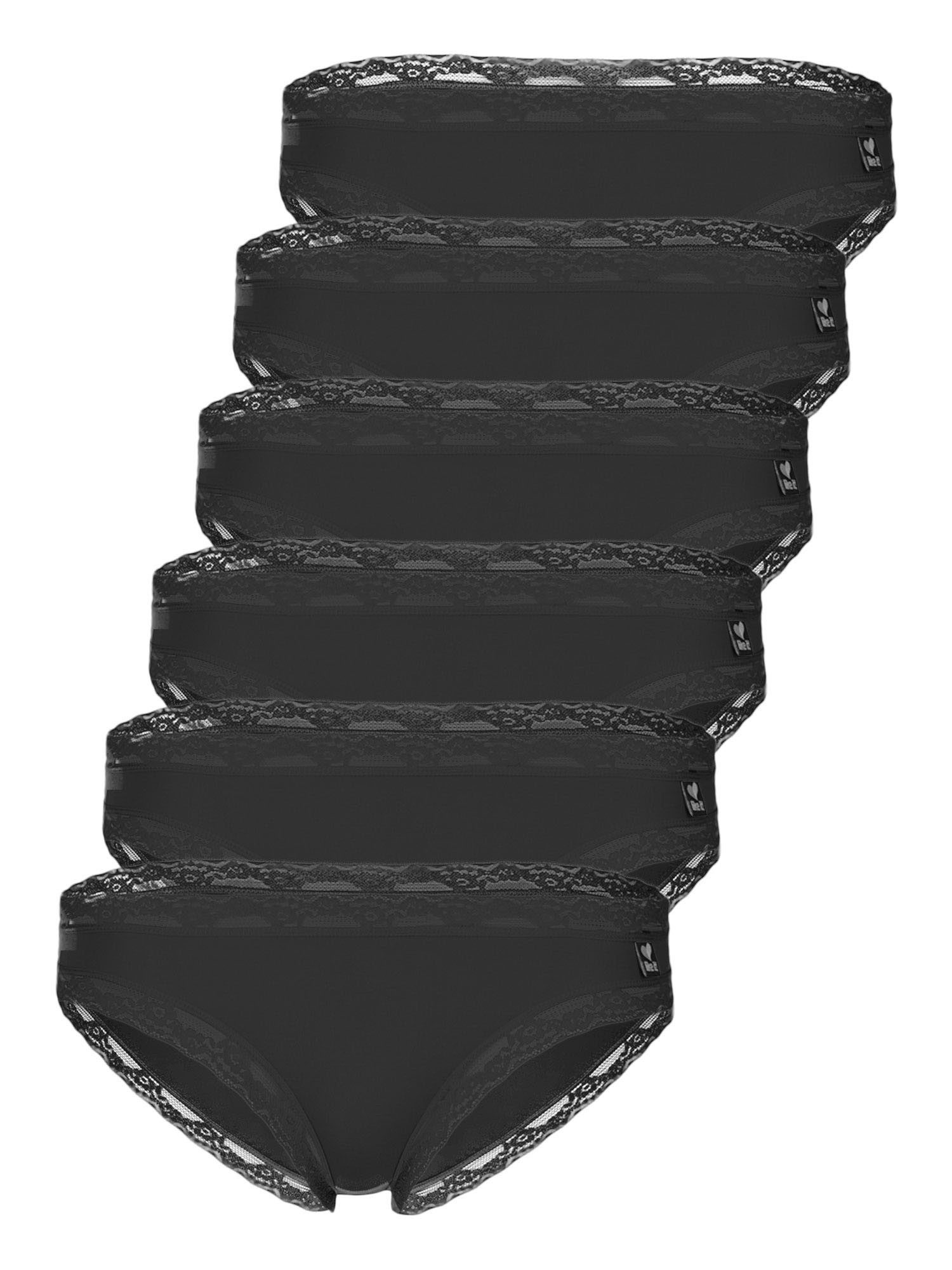 like it! Bikinislip 6er Pack Minislip Olivia (Packung, 6-St) glatter Stoff mit feinem Glanz, zarte Spitze