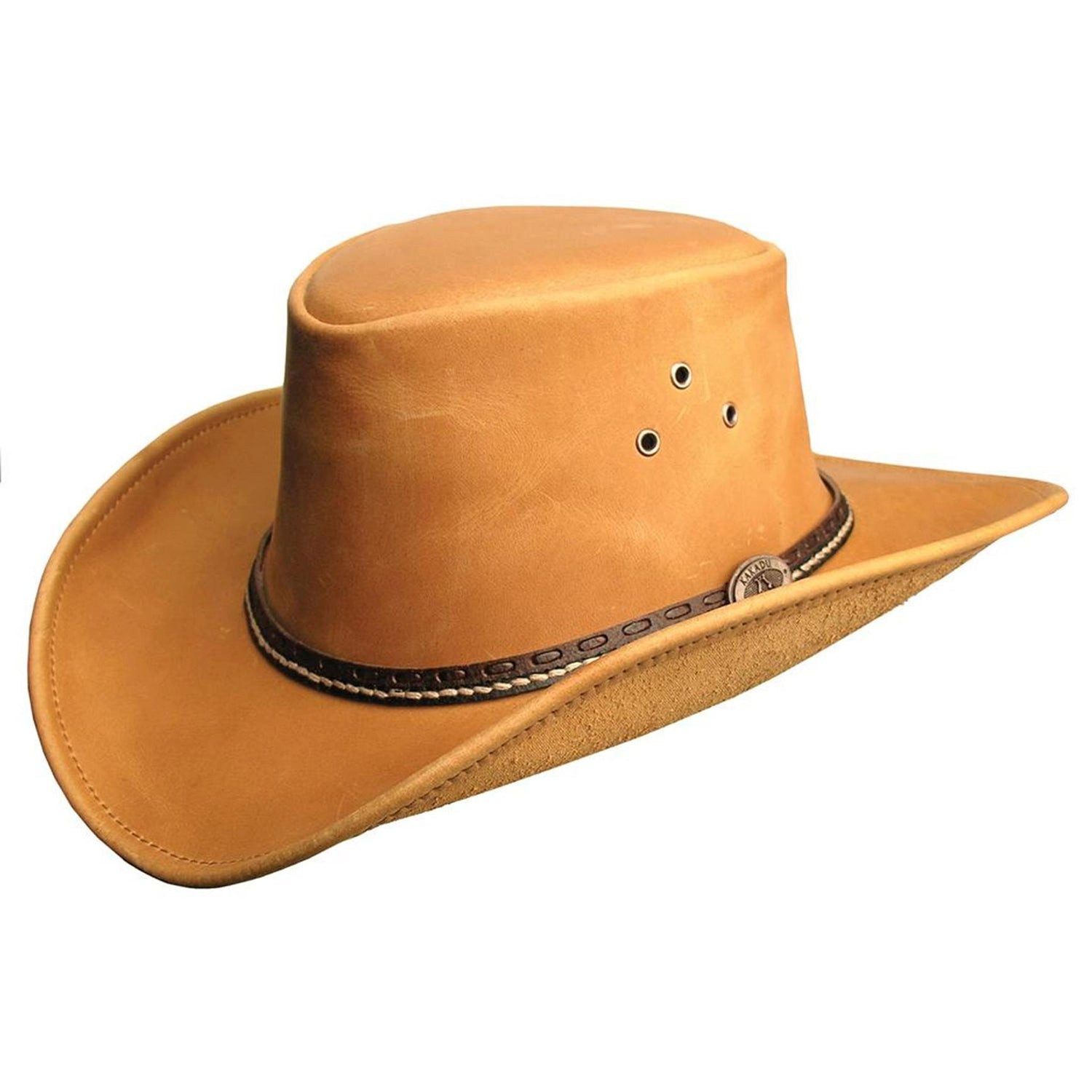 Outbacker Cowboyhut Australischer Lederhut mit formbarer Krempe robuster Allwetter-Hut, Gr