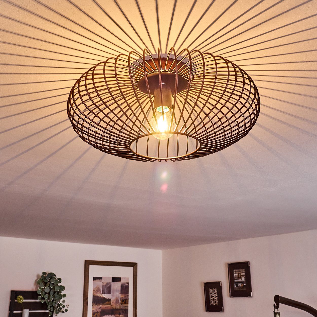 hofstein Deckenleuchte »Pieris« Deckenlampe aus Metall in Schwarz/Kupfer, o günstig online kaufen