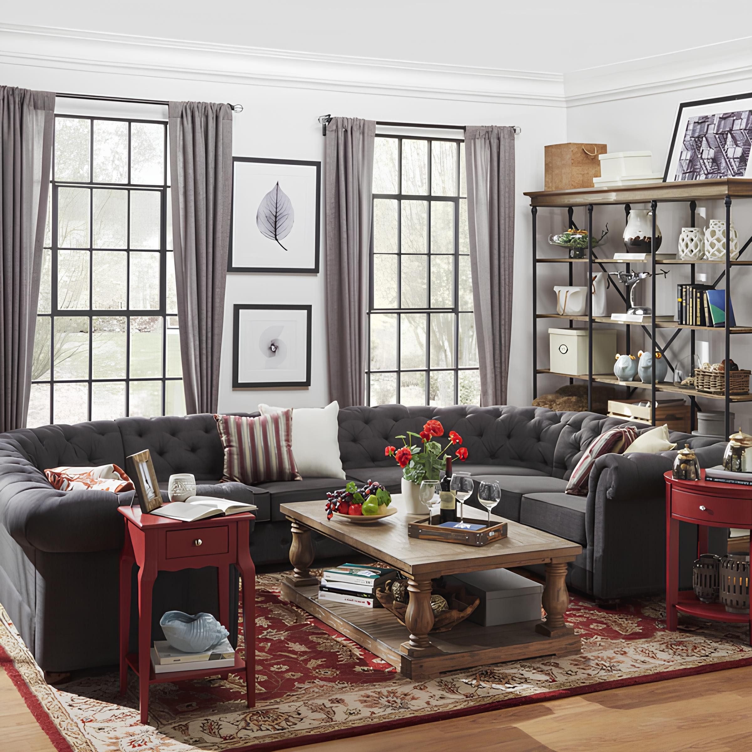 Xlmoebel Ecksofa Neue XXL große Chesterfield Wohnlandschaft Eck-Couch Sitzgruppe, Hergestellt in Europa