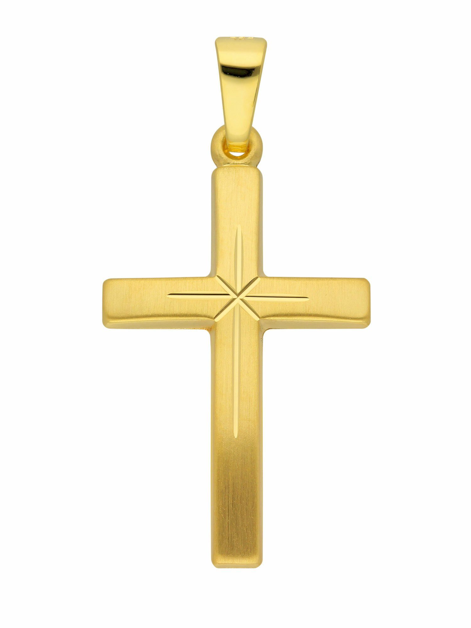 Baby Mini Strahlen Kreuz Anhänger Echt Gold 333 mit Kette Silber 925 vergoldet 