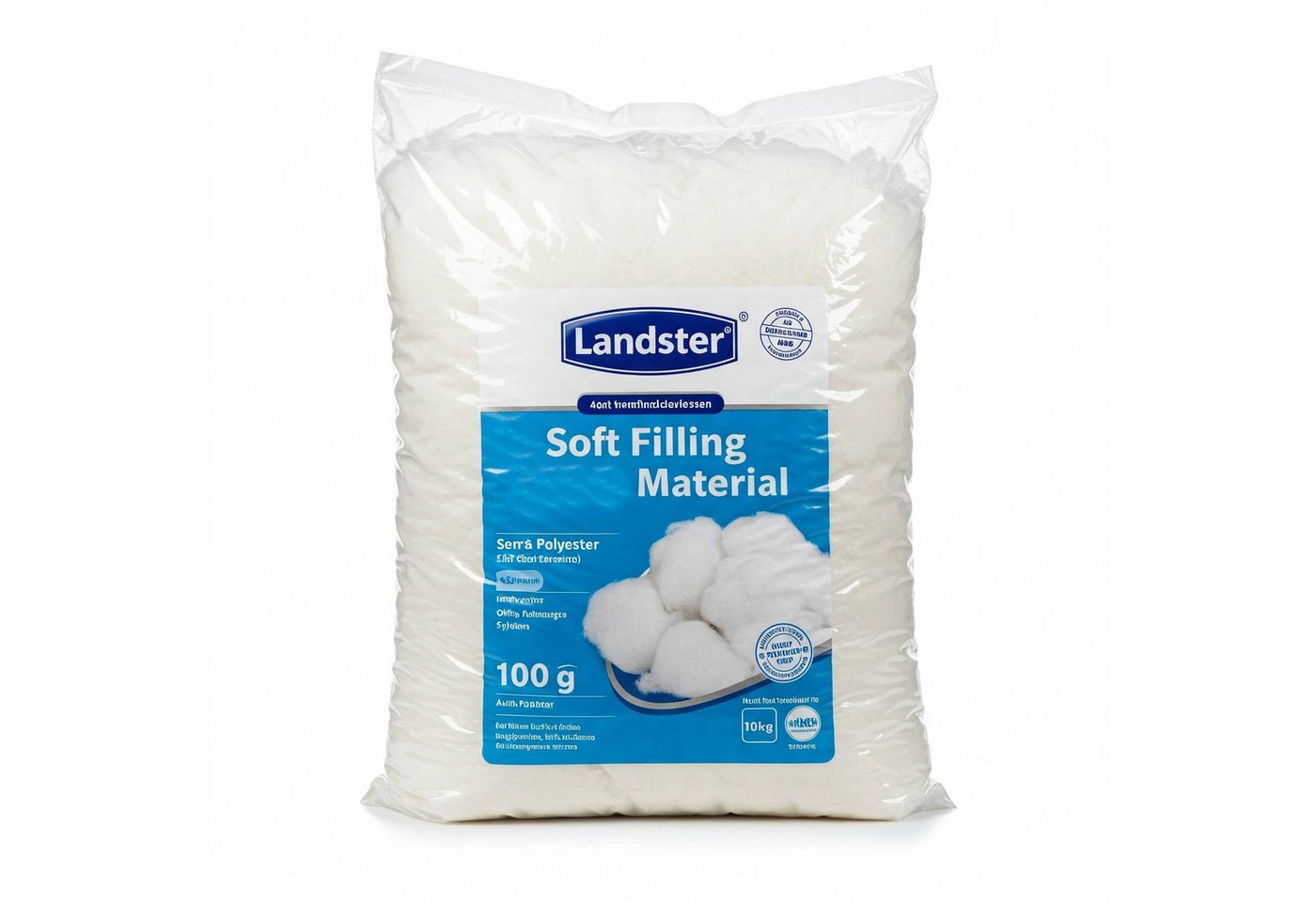 Landster Kissenfüllung Watte Füllwatte Bastelwatte Kissenfüllung Füllmaterial hochflauschig, Füllwatte für Kuscheltiere, Füllmaterial, Waschbar bis 95 Grad