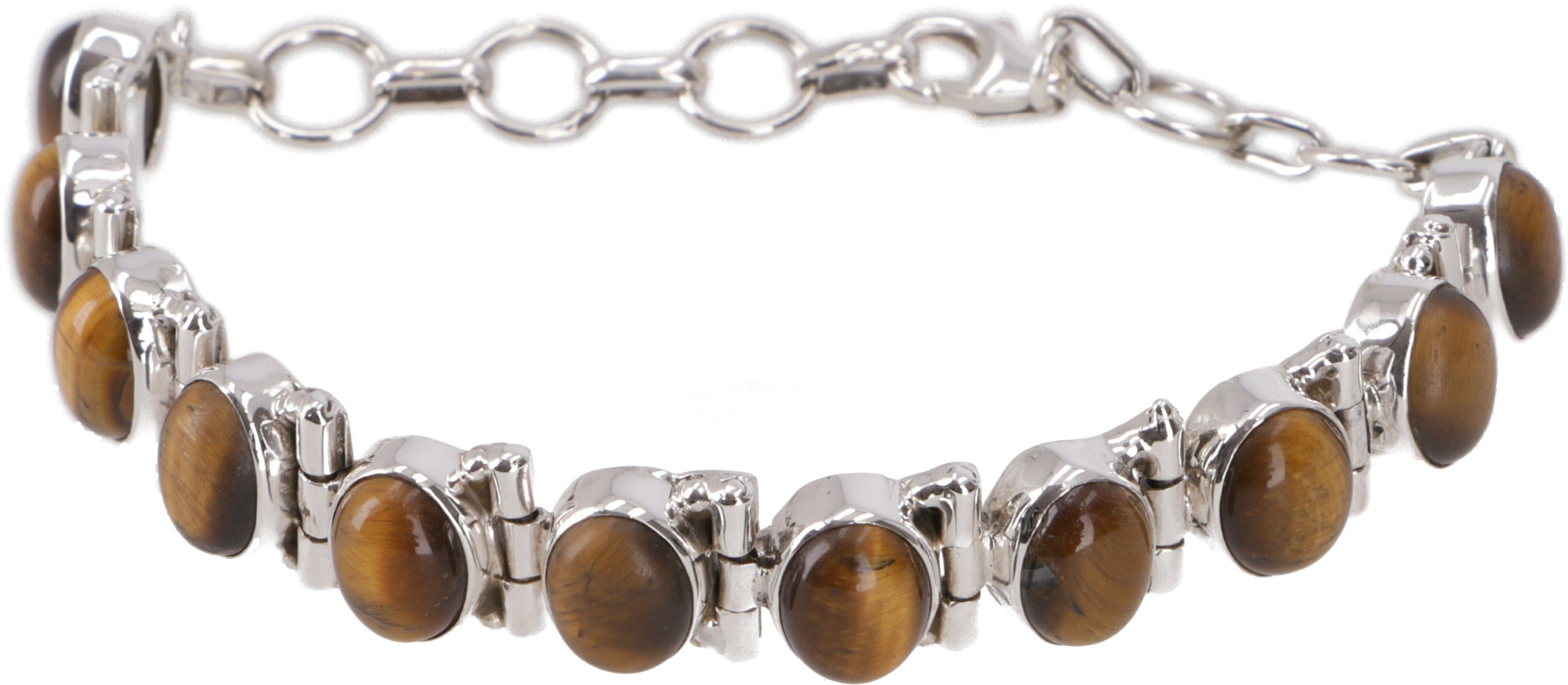 Guru-Shop Armreif Indisches Boho Silber Armband - Tigerauge