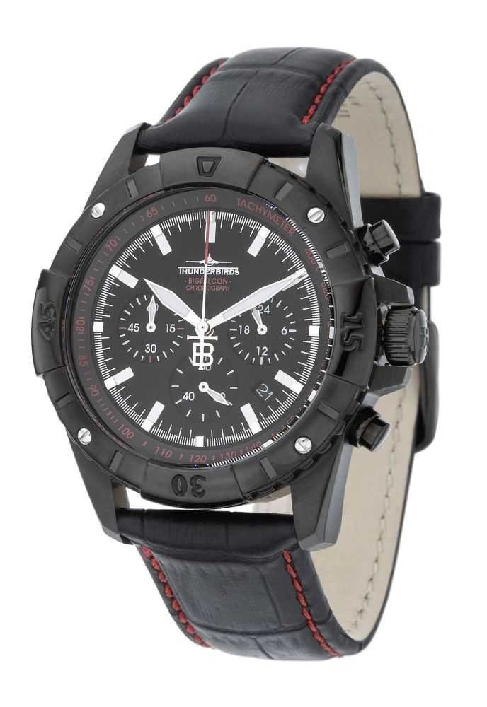 Thunderbirds Chronograph TB1042-01 Big Falcon Fliegeruhr Lederband 42 mm