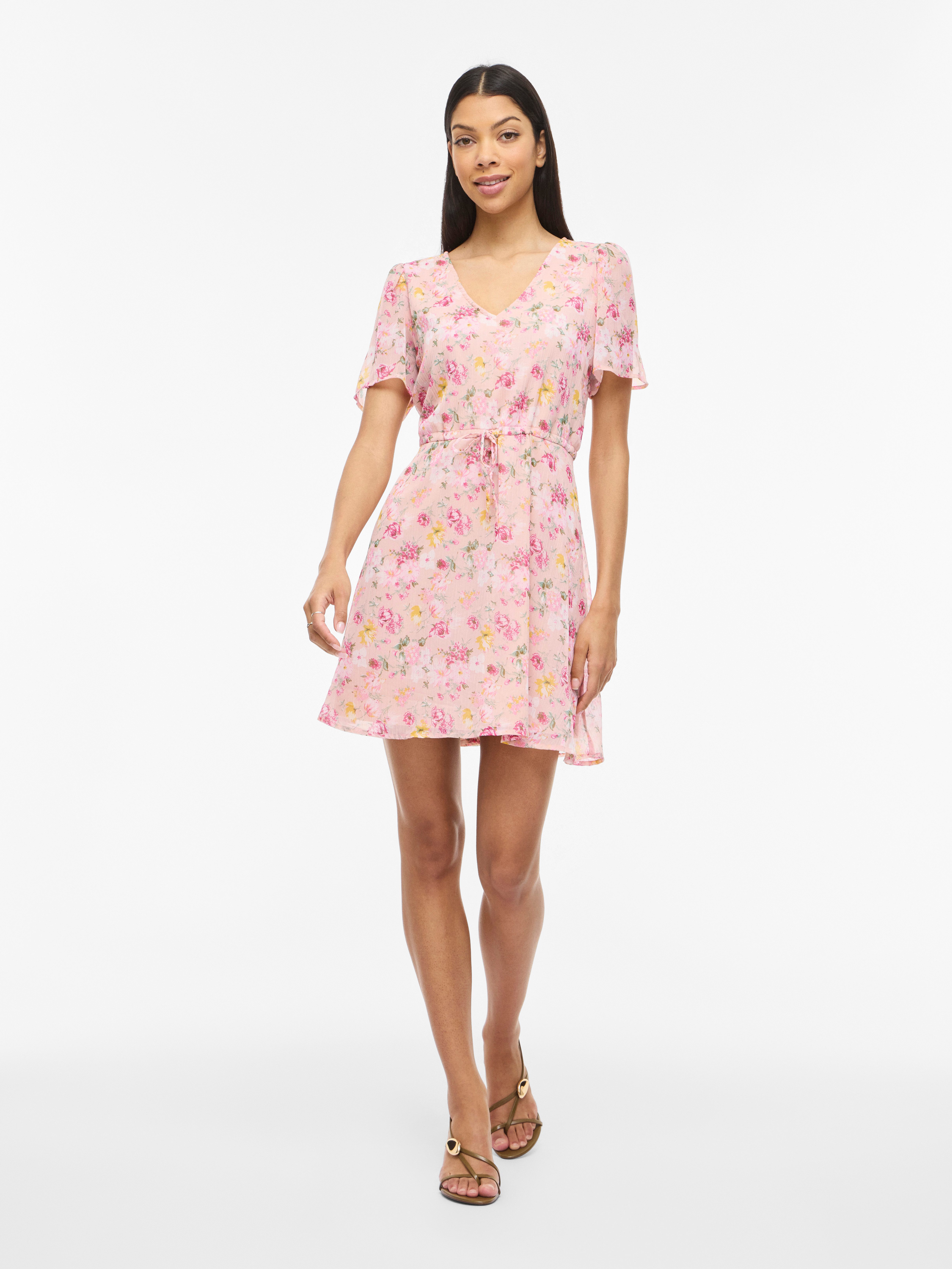 Vila Minikleid VIFALIA V-NECK S/S SHORT DRESS- NOOS Sommerkleid
