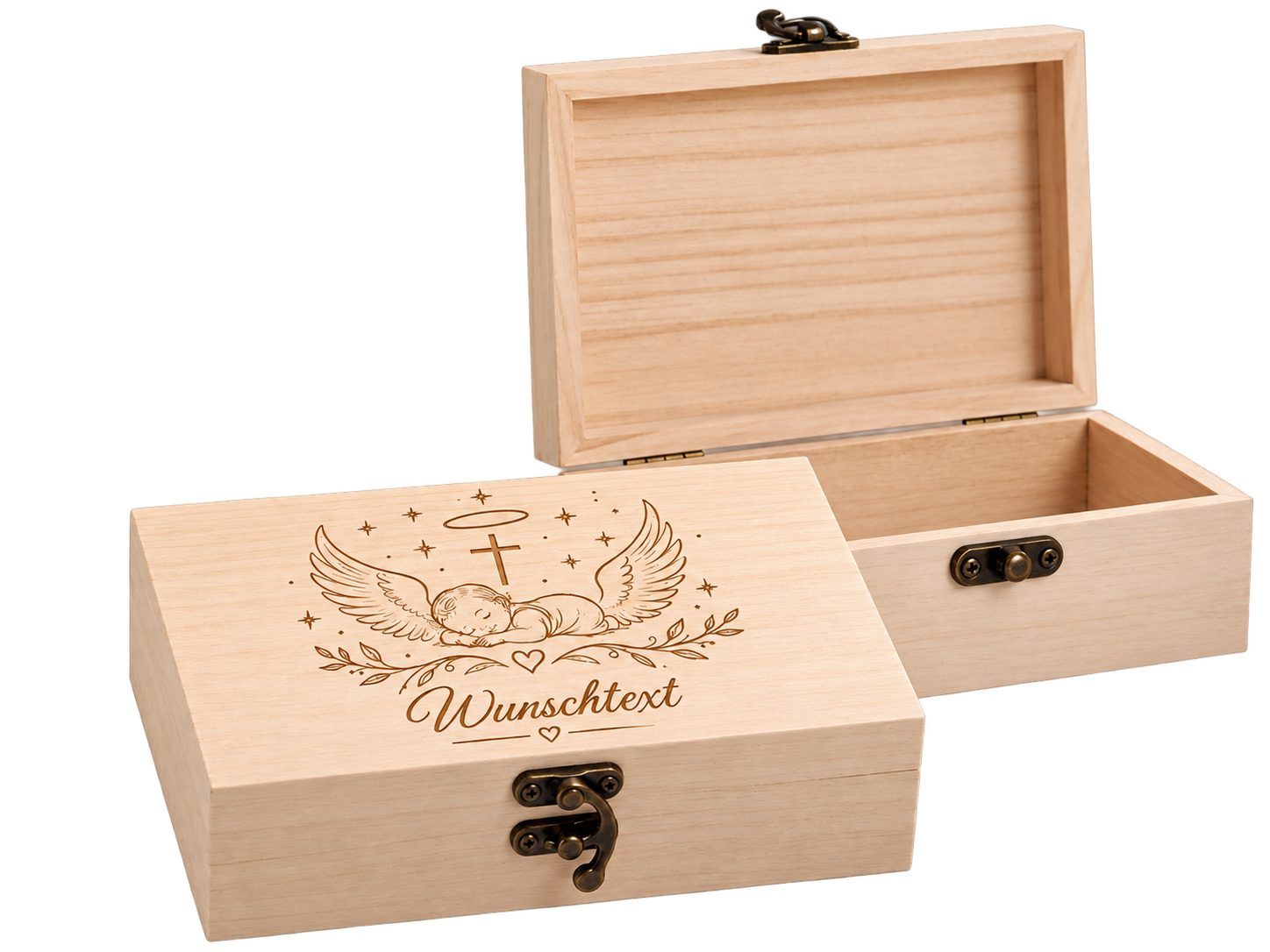 LaGravu Geschenkbox Personalisierte Erinnerungsbox zur Taufe Geschenk für Mädchen Jungen (Persönliches Taufgeschenk für Paten), Individuell personalisiert mit Wunschtext und Wunschfoto