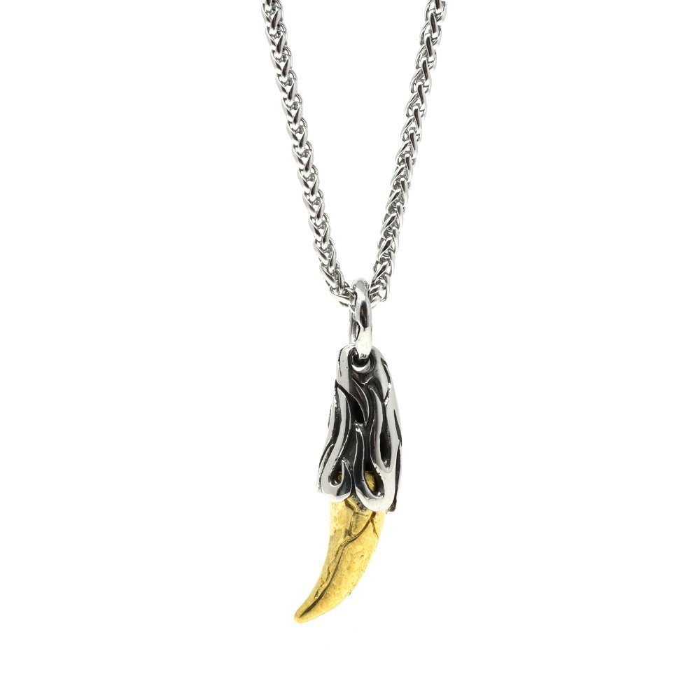 Edelstahlkette Lederkette Edelstahl 316 TIGER GOLD TOOTH