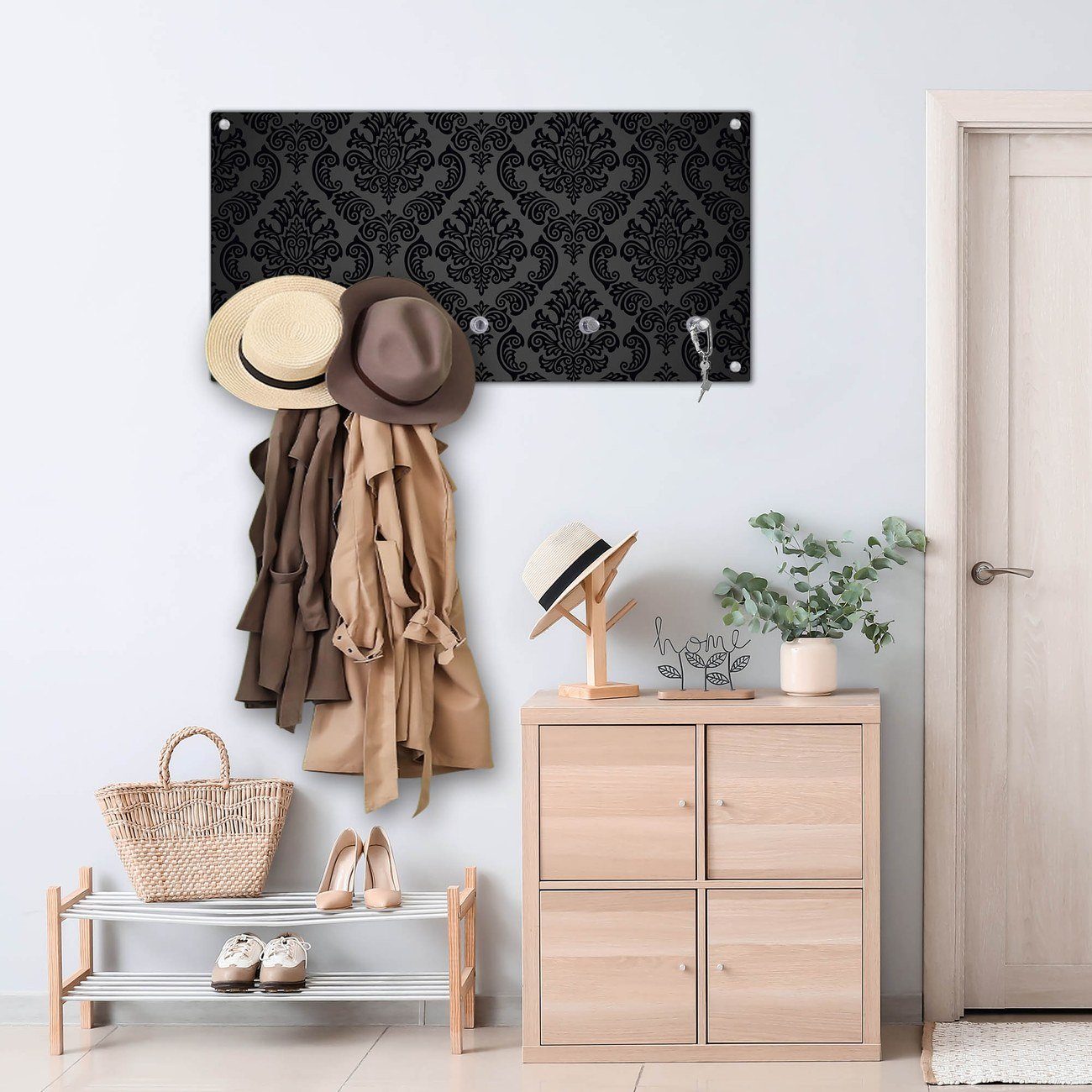banjado Garderobenleiste Glas Black Deluxe (Wandgarderobe, günstig online kaufen