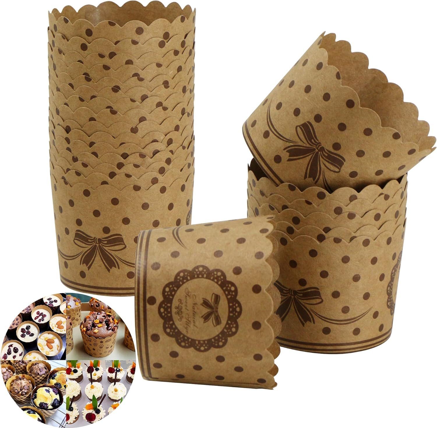 100Stück Kraftpapier, Cupcake Backförmchen Muffinförmchen HIBNOPN Muffinform (100-tlg) Papier Formen