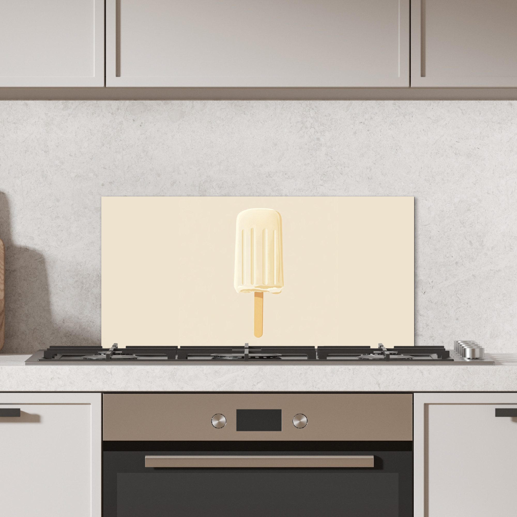 KitchenYeah Küchenrückwand Minimalist - Wassereis - Stick - Beige, (1-tlg), Spritzschutz Küchenrückwand, Wandschutz, 60x30 cm