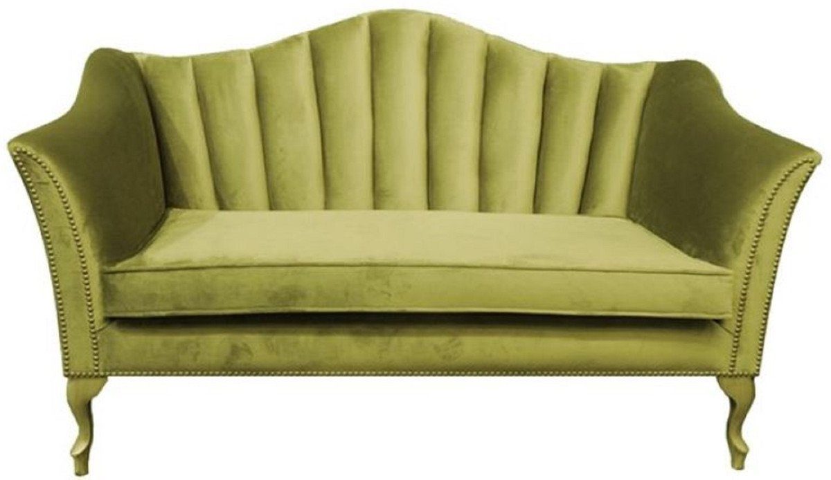 Casa Padrino 2-Sitzer Luxus Barock 2er Samt Sofa Grün 150 x 95 x H. 90 cm - Edles Wohnzimmer Sofa - Barock Wohnzimmer Möbel - Luxus Qualität