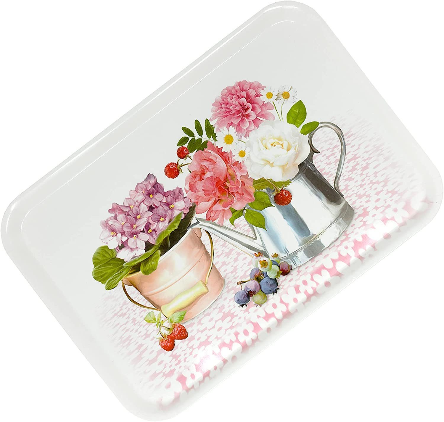 Lashuma Tablett Pfingstrose, (1-tlg), Dekotablett Melamin mit flachen Rand 45x31 cm bunt