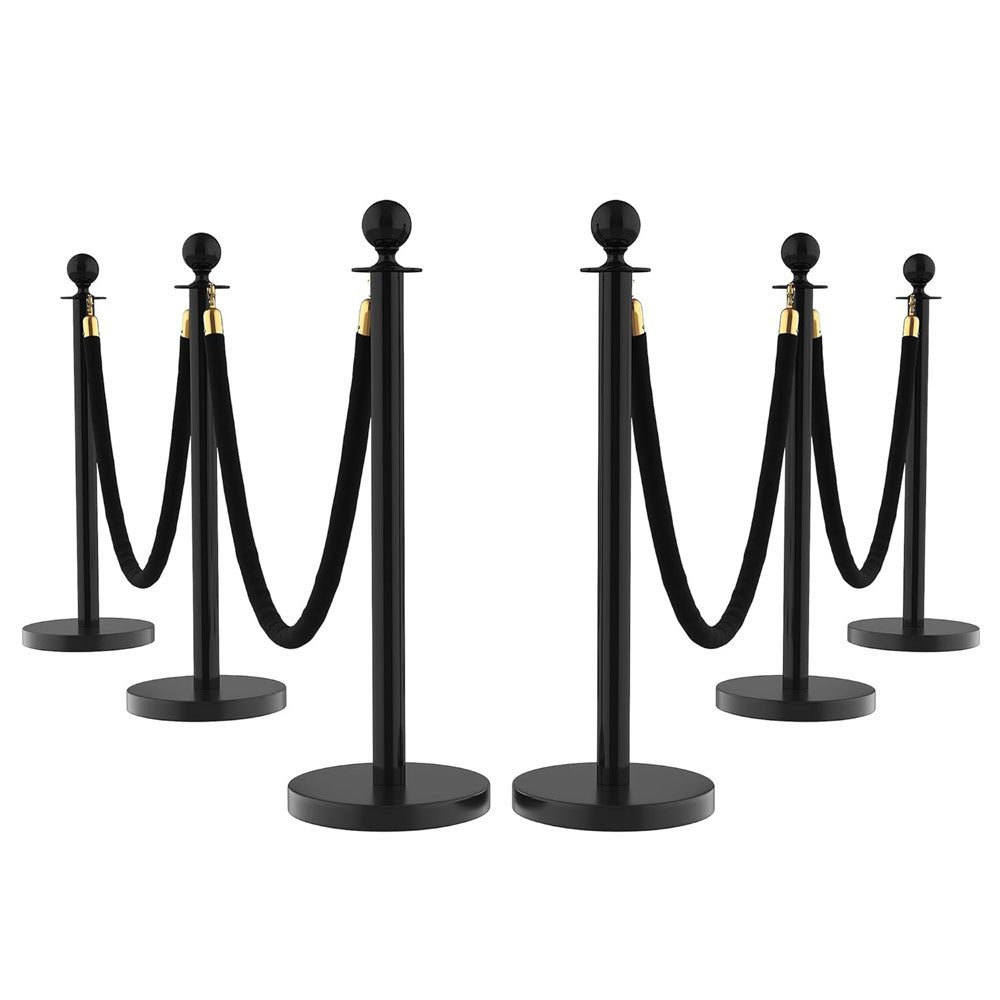 GarveeMore Absperrpfosten Stanchions und Samtseile Schwarze Stanchions Rückzugsgürtel