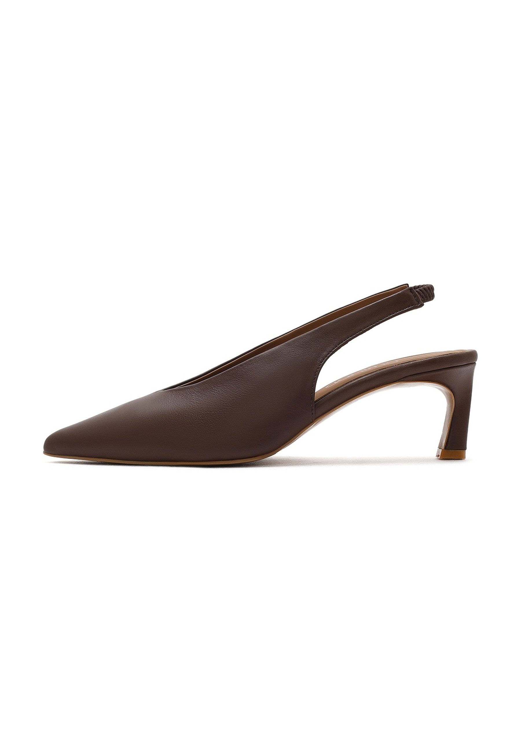 Slingback-Pumps aus Leder mit hohem Absatz Pumps