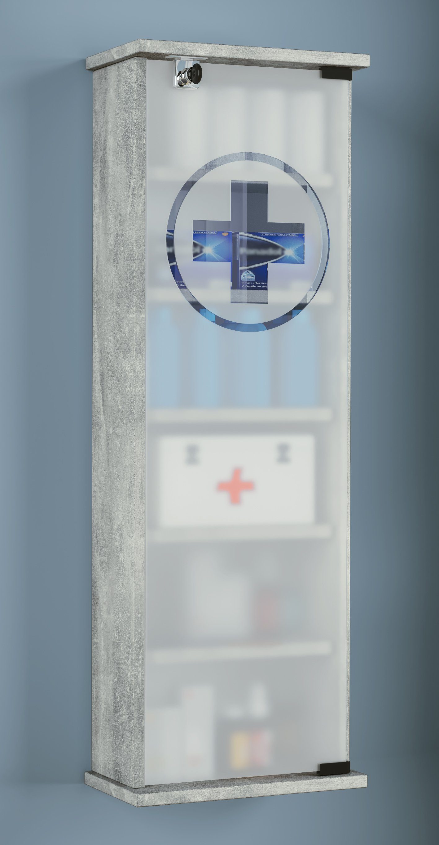 Wand Medizinschrank VCM (1-St) Medizinschrank Arzneischrank Omal Hänge Beton-Optik