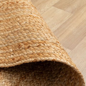 Teppich Goa - Bordüre, Steffensmeier, Rechteckig, Boho, handgeflochten, Jute, Naturfaser