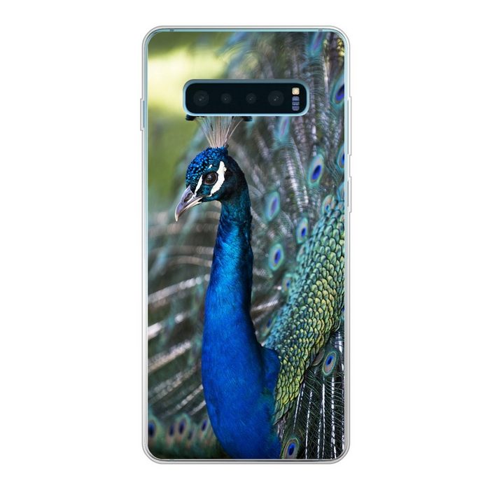MuchoWow Handyhülle Pfau - Vögel - Blau Phone Case Handyhülle Samsung Galaxy S10+ Silikon Schutzhülle