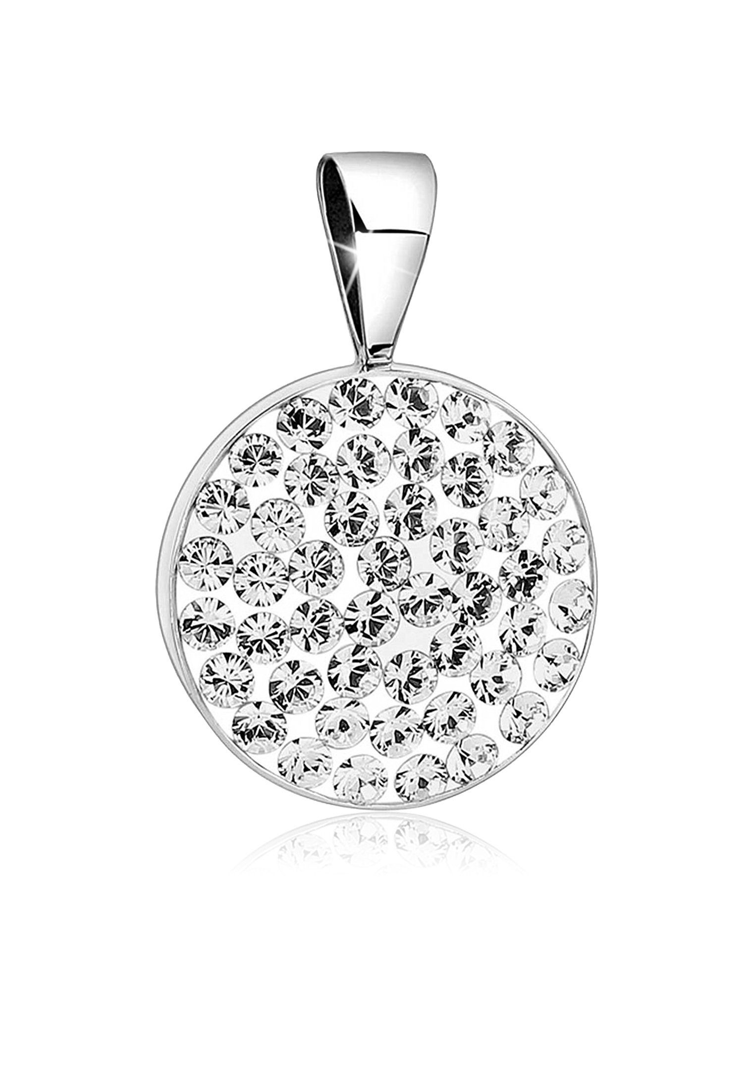 Nenalina Kettenanhänger Kreis Geo Funkelnd 925 Silber, mit Kristallen von Swarovski®, Geo
