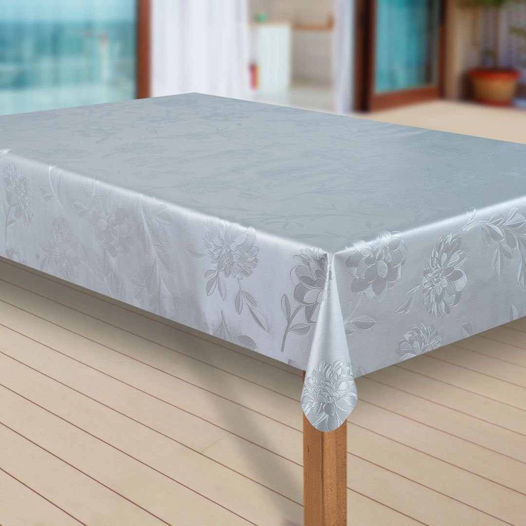 laro Tischdecke Wachstuch-Tischdecken Abwaschbar Dhalia Silber rechteckig günstig online kaufen