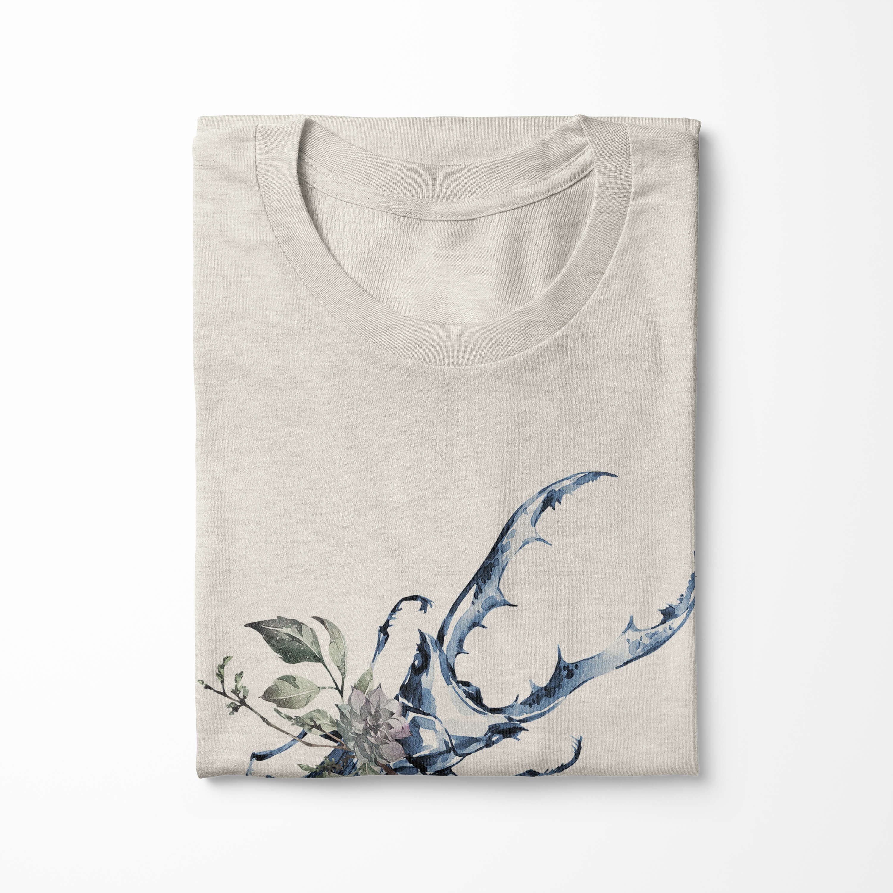 Nachhaltig Organic 100% Aquarell Bio-Baumwolle T-Shirt Herren Art Sinus Shirt Hirschkäfer (1-tlg) Motiv Farbe Ökomode T-Shirt