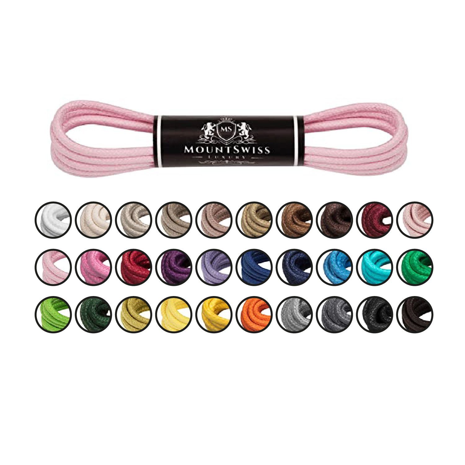 Mount Swiss Schnürsenkel Mount Swiss Luxury-Schnürsenkel gewachst, Rundsenkel für Business-