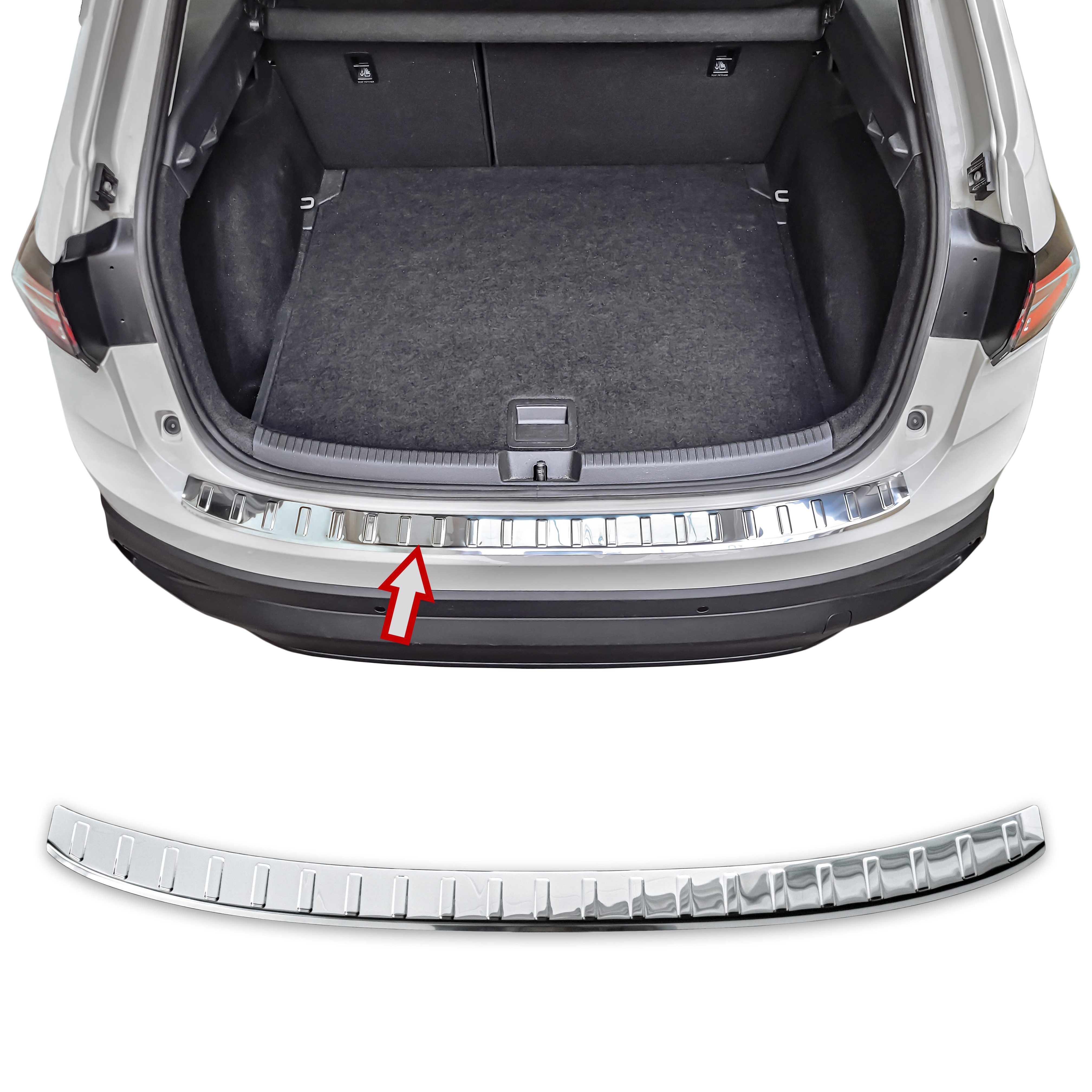 RECAMBO Ladekantenschutz für VW Taigo, Typ CS, BJ ab 2021> Stoßstangenschutz, V2A rostfrei, Exklusive Optik, praktischer Schutz & perfekte Passform