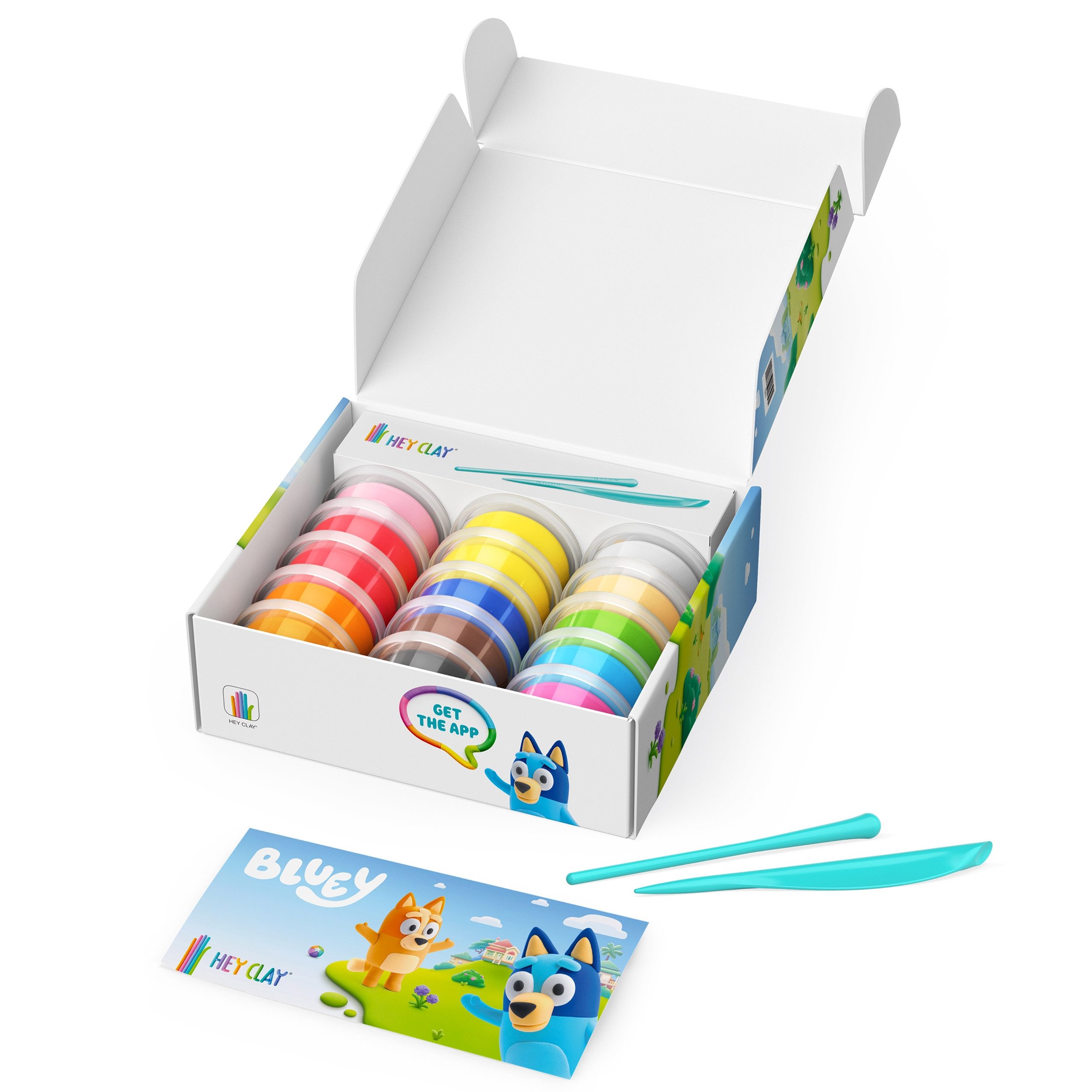 Hey Clay Modelliermasse Hey Clay Bluey Knete für Kinder + Zubehör, 13 Farben Schaumstoff