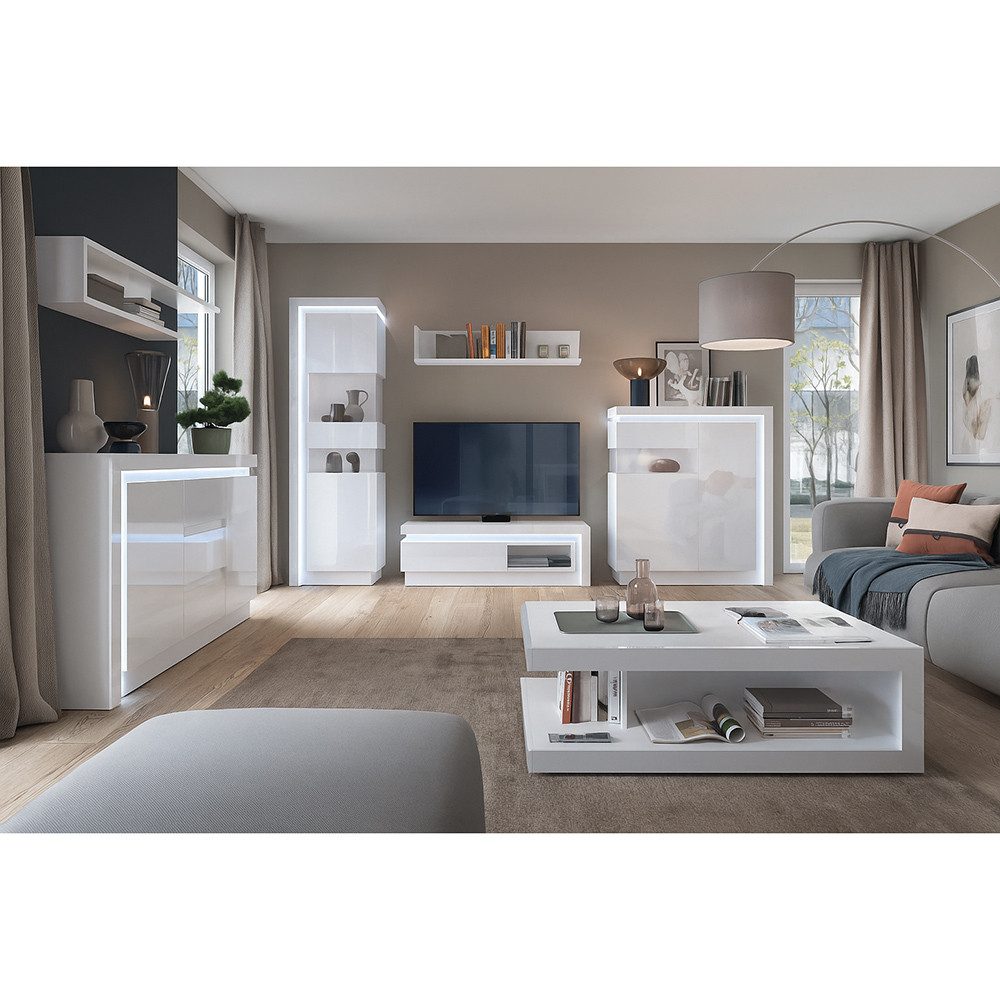 Lomadox Wohnzimmer-Set LYNDHURST-129, (Mega-Spar-Set, 7-St., 7-tlg), in wei günstig online kaufen