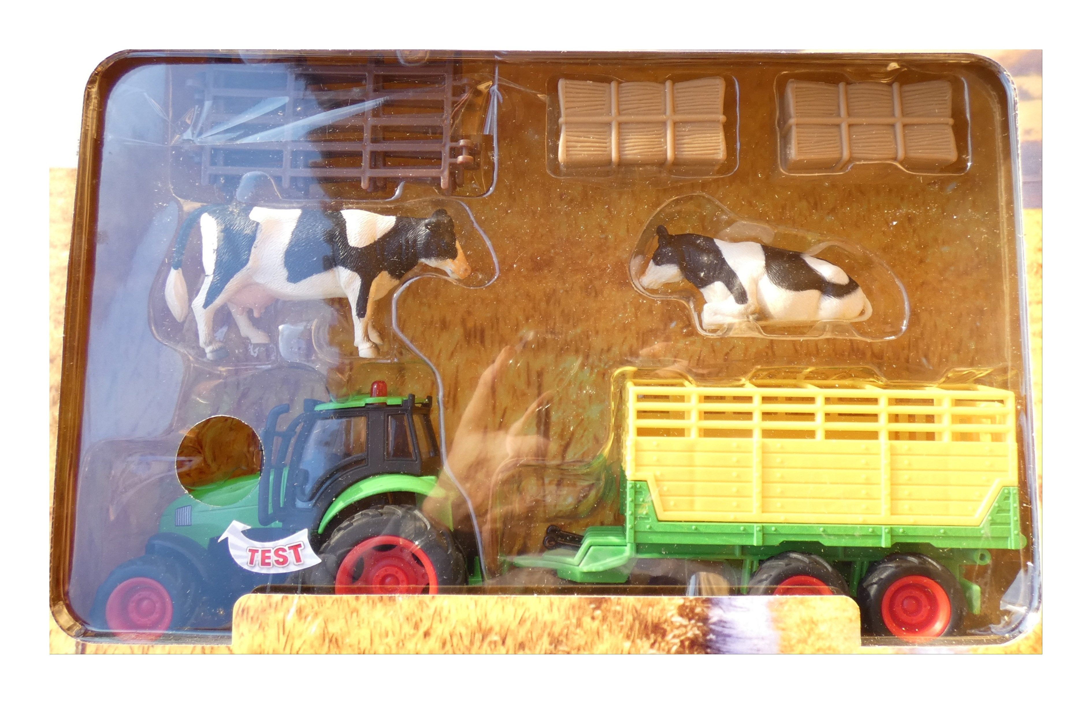 Glow2B Spielzeug-Traktor Kids Globe Country Life Bauernhof Spielset, (Set, 12-tlg), Traktor mit Kippanhänger