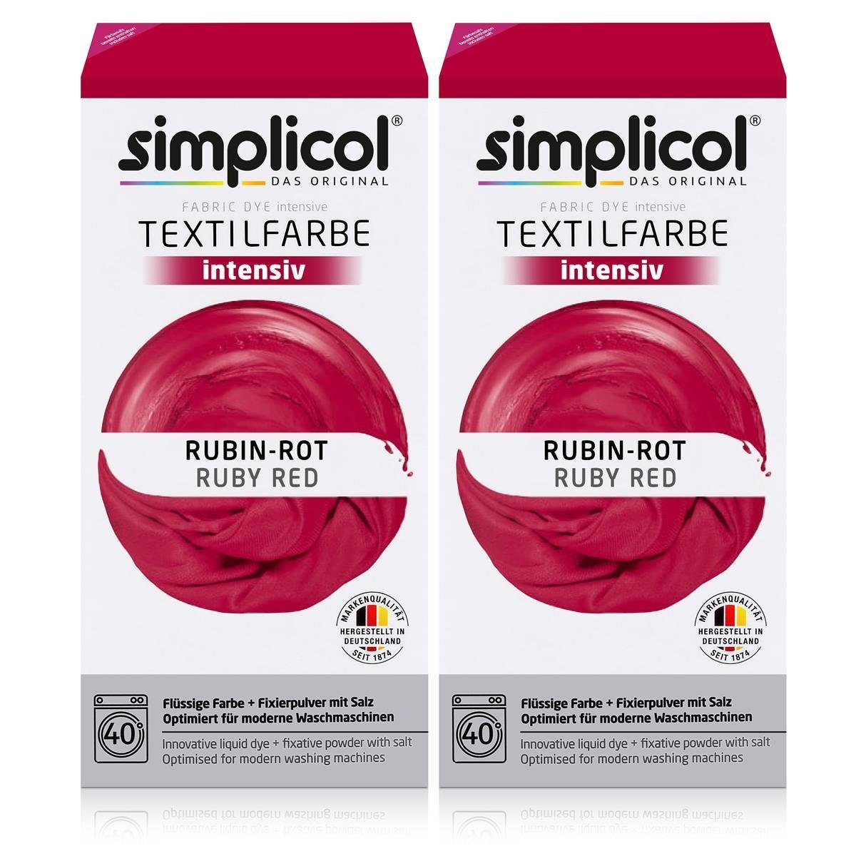 Textilfarbe Simplicol Textilfarbe intensiv Rubin-Rot - Einfaches Färben (2er Pack)
