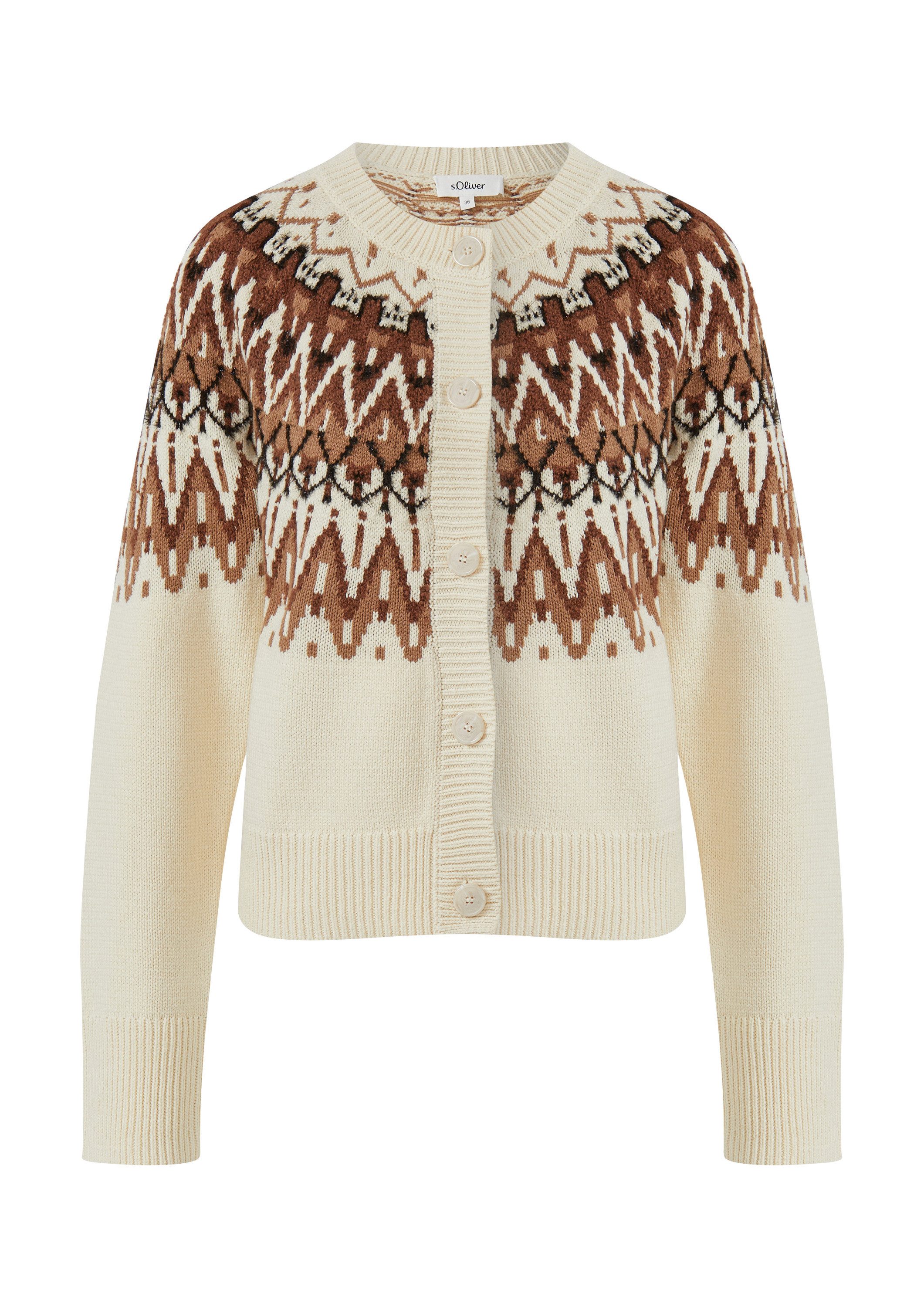 s.Oliver Cardigan Strickjacke Jacquard-Strickjacke im Relaxed Fit günstig online kaufen