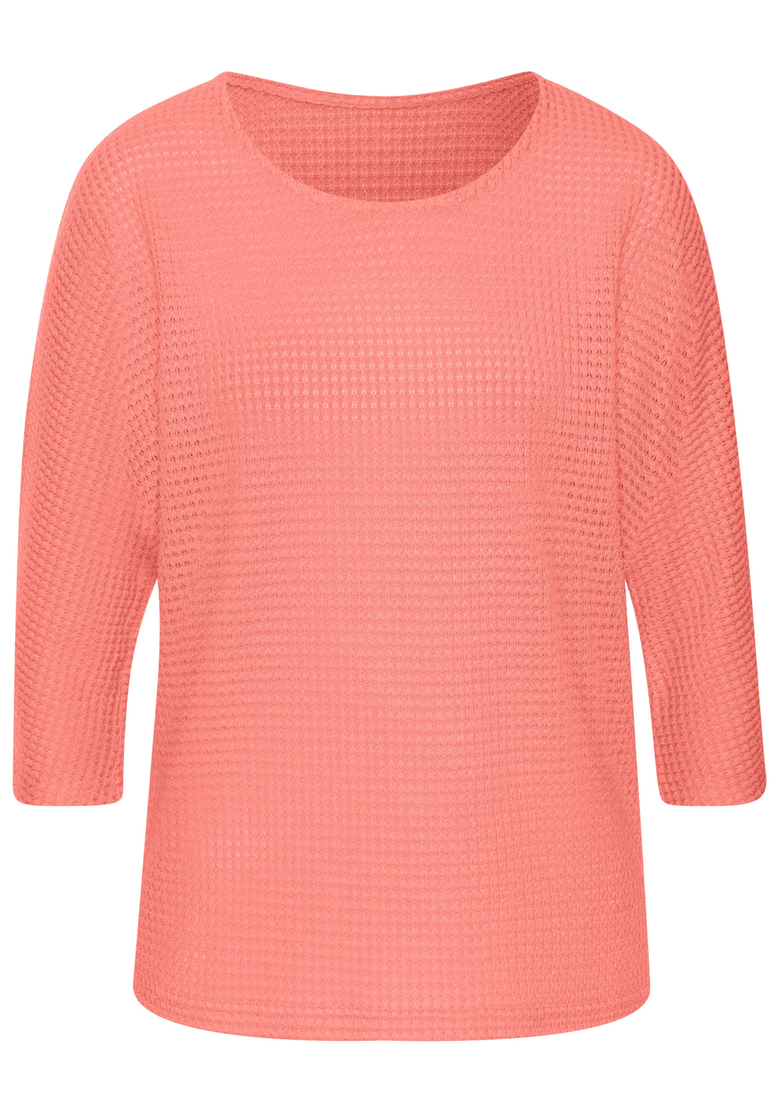 3/4-Arm-Shirt mit sommerlicher Waffelstruktur
