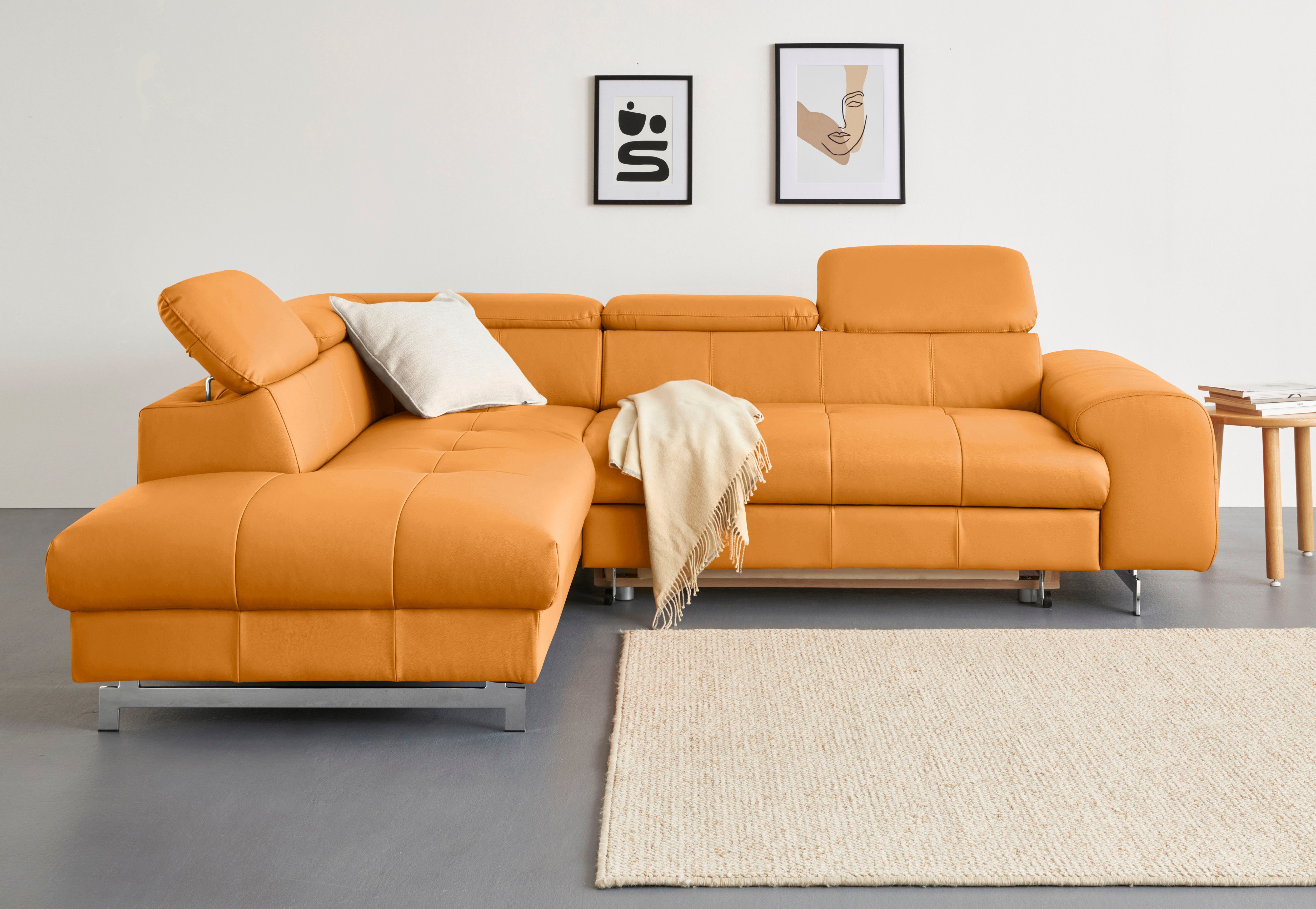 COTTA Ecksofa "Chef L-Form", mit Kopfteilverstellung, edle Metallkufen, wah günstig online kaufen