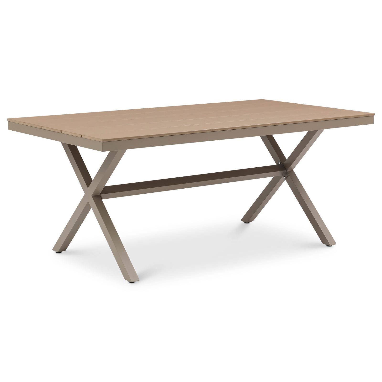IDIMEX Gartentisch ISOLA, 180 x 100 cm mit Alu Gestell & Tischplatte in Holzoptik champagne