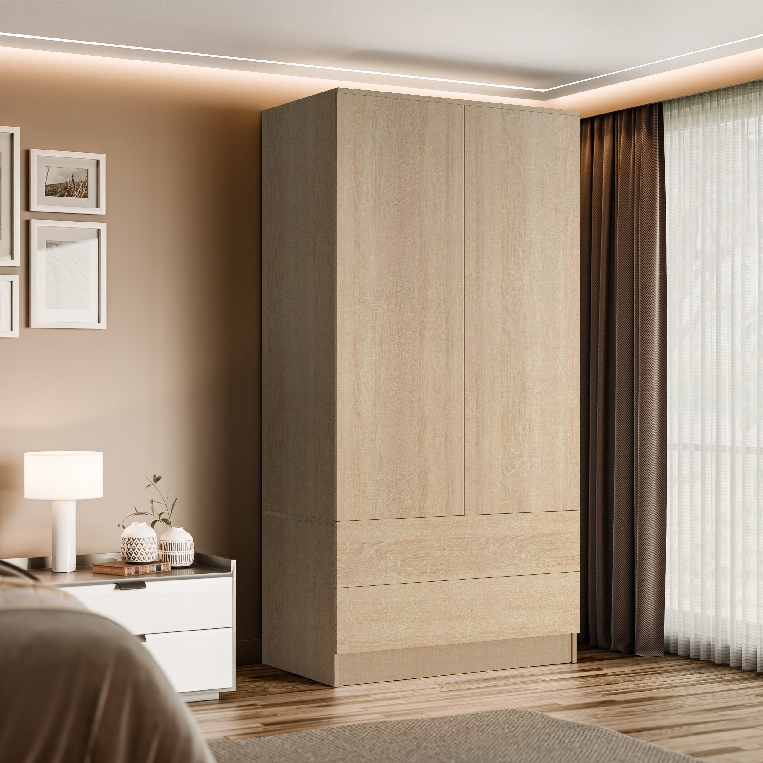 Beautysofa Kleiderschrank Zweitüriger mit Schiebetüren LOOK günstig online kaufen