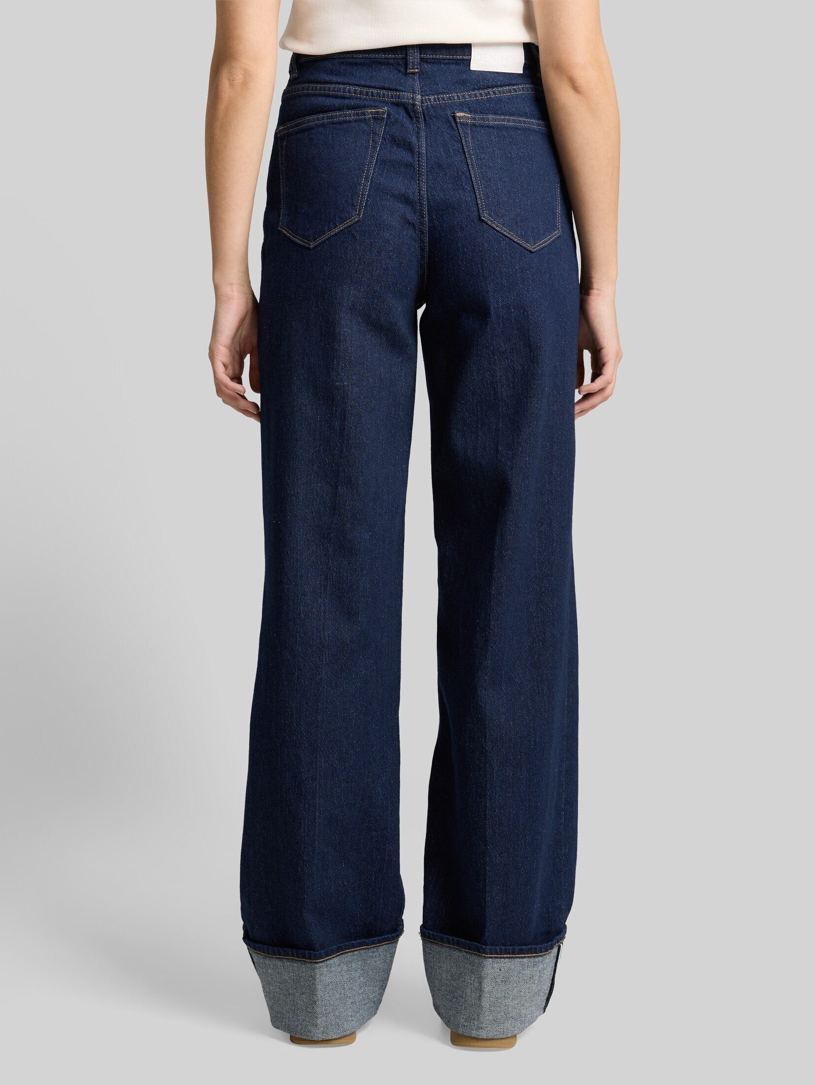 TOM TAILOR Denim Weite Jeans Jeanshosen TTLINOU WIDE High Waist Jeans mit Turn-Up – Bild 4 von 5