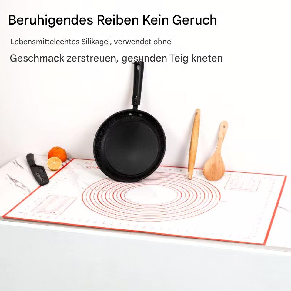 Montegoni Back-Set Hochwertige 40 x 50 cm Teigmatte Silikon Knetmatte, (1 x Hochwertige 40 x 50 cm große weiße und rote Silikon-Knetmatte), Antihaft-Backmatte f – Bild 2 von 5