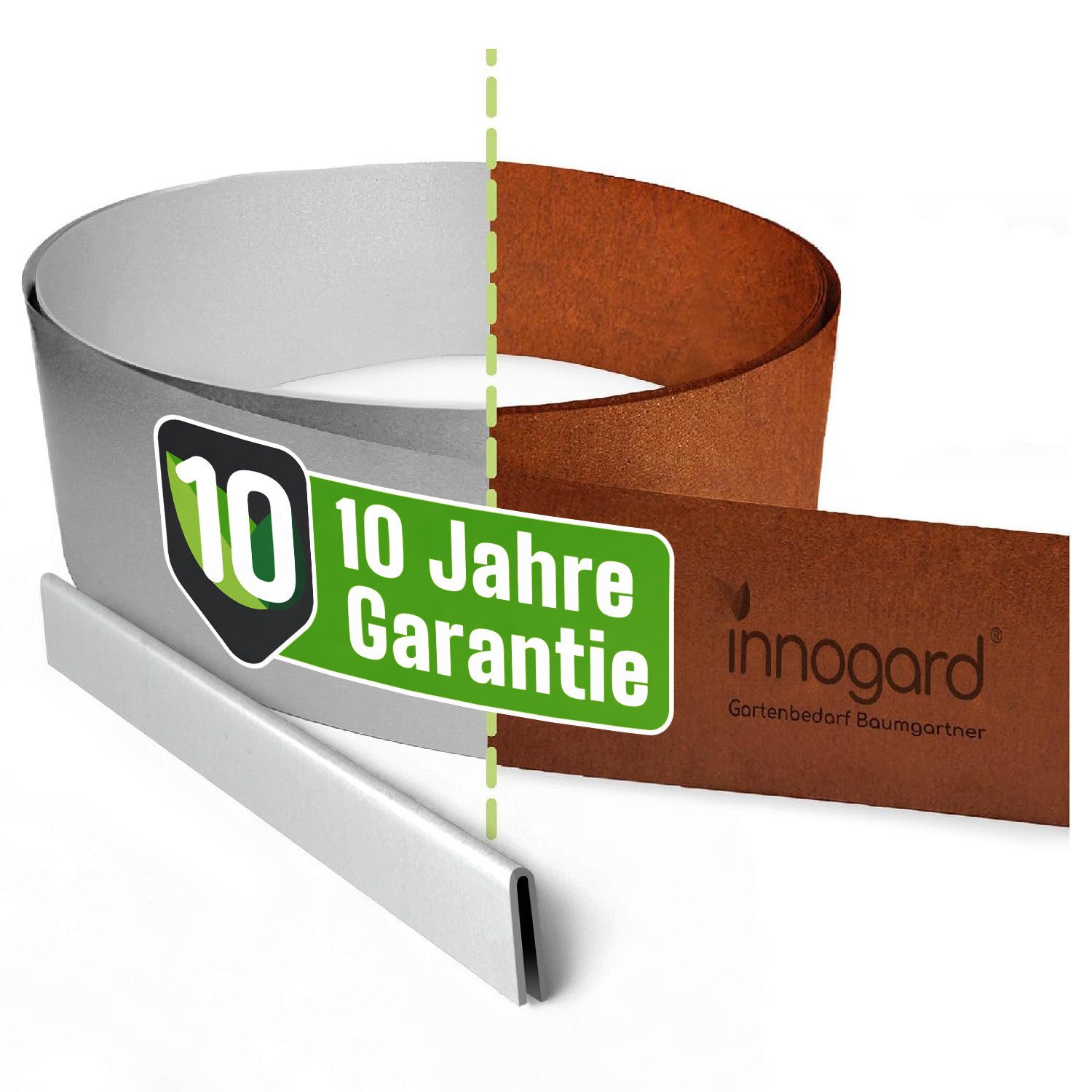 innogard Rasenkante Cortenstahl Beeteinfassung 1 mm stark Rasenkantenband Beetumrandung