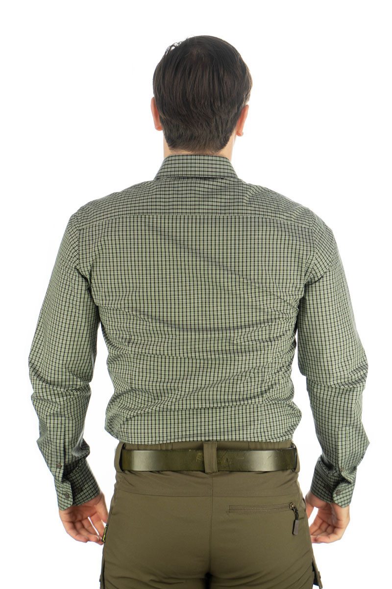 OS Trachten Trachtenhemd Vakas Langarmhemd mit Krempelärmeln und Hirsch-Stickerei auf der Brusttasche