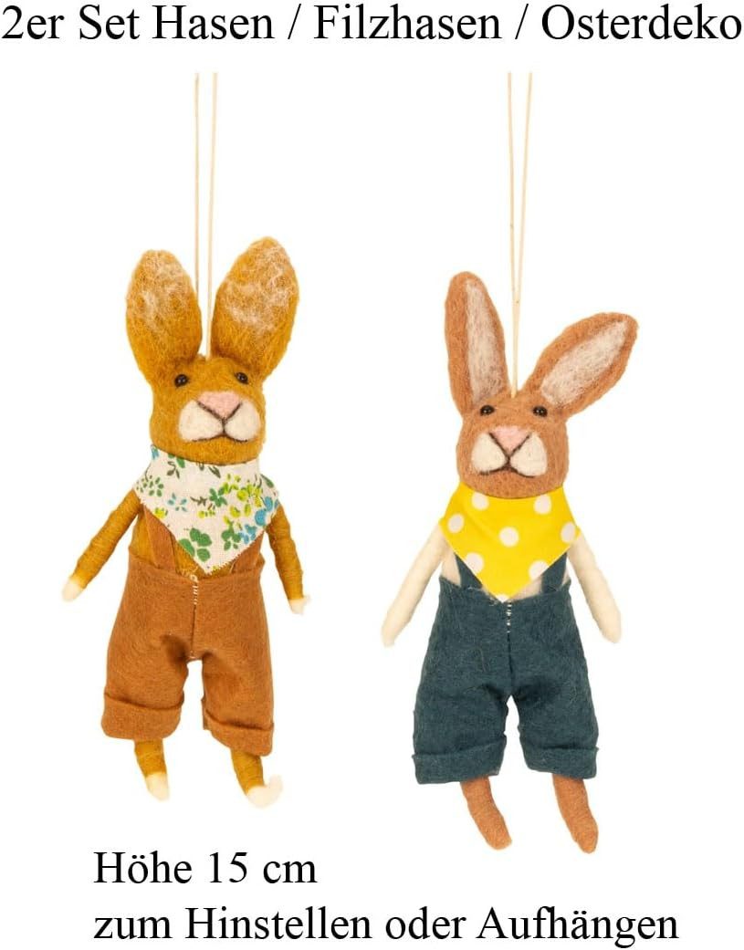 LB H&F Lilienburg Dekohänger 2er SET Osterhase Deko Frühling Frühjahr Frühlingsdeko zum Hängen (Tischdekoration Kanninchen Shabby Vintage Hygge niedlich süß handarbeit Stoff Design Frühlingsdeko Fensterbrett Liebe Familie Family Kaninchen modern Osterschmuck bunt Häschen Geschenk Mutter, Frühjahrsdeko zum kaufen Frühlingsdeko Anhänger Hänger Hängedeko Dekohänger niedlich Tischdeko Tischschmuck Fenster Frühling Frühjahr Geschenk Idee Paar innen Tierfigur Filzdeko Filzhänger Filzschmuck Filzanhänger Fensterhänger Geschenkanhänger, Hängedeko Osterstrauß Osterstrauch Filzhasen Filzanhänger), Dekohänger Osteranhänger zum hängen aufhängen, Wohnzimmer Eingang Eingangstüre Tischdekoration 2026), Osterdeko Hase Deko Anhänger HÄNGER FILZ Figur Skulptur